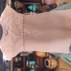 Little girls Hearts and Flowers pink gingham dress